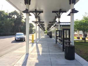 Feeder home runs carried up through the columns then distributed to canopy lighting.       